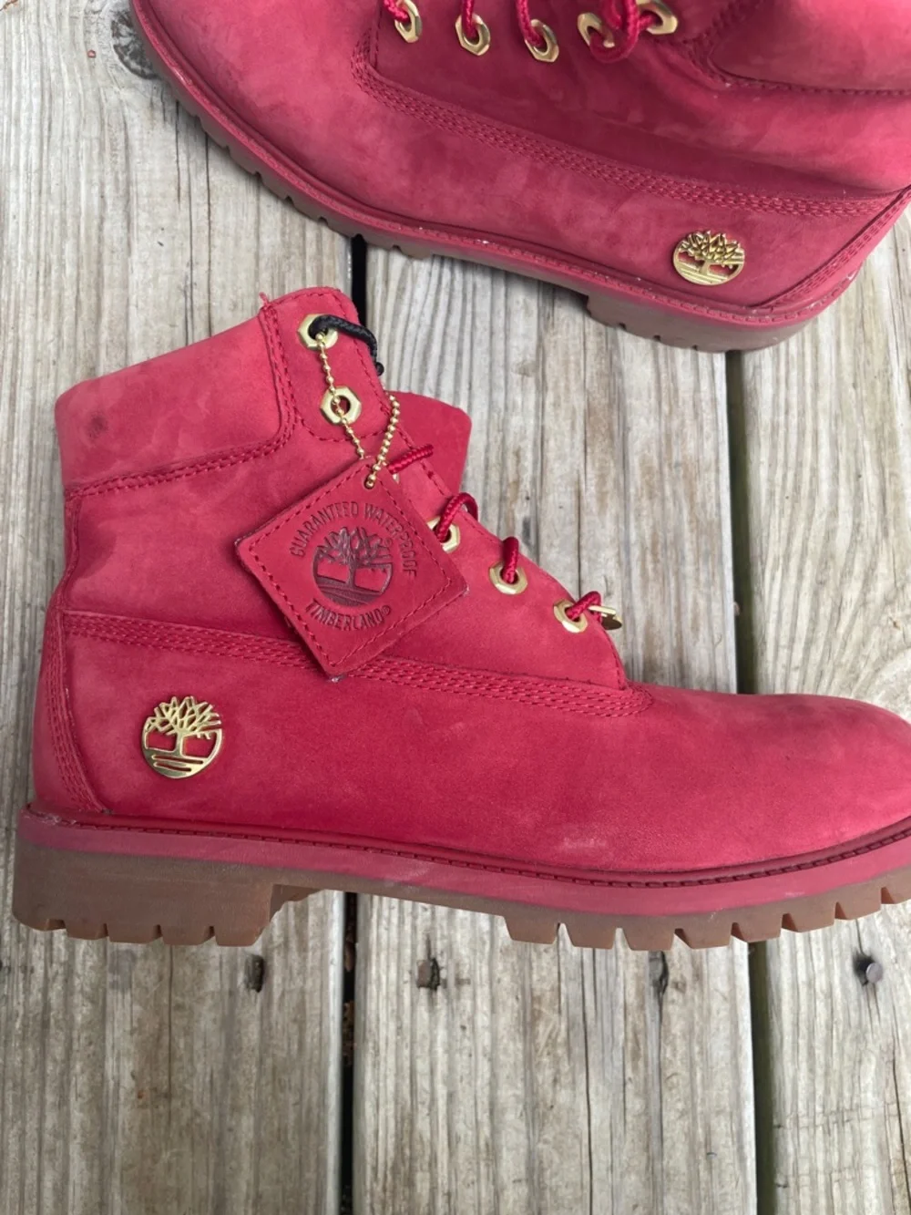 Timberland Premium 6” Red Nubuck Waterproof Boots Men’s Size 7